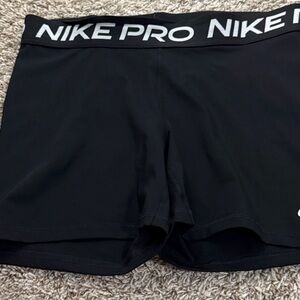 Nike Black Women's Pro Compression Shorts with White Logo Waistband